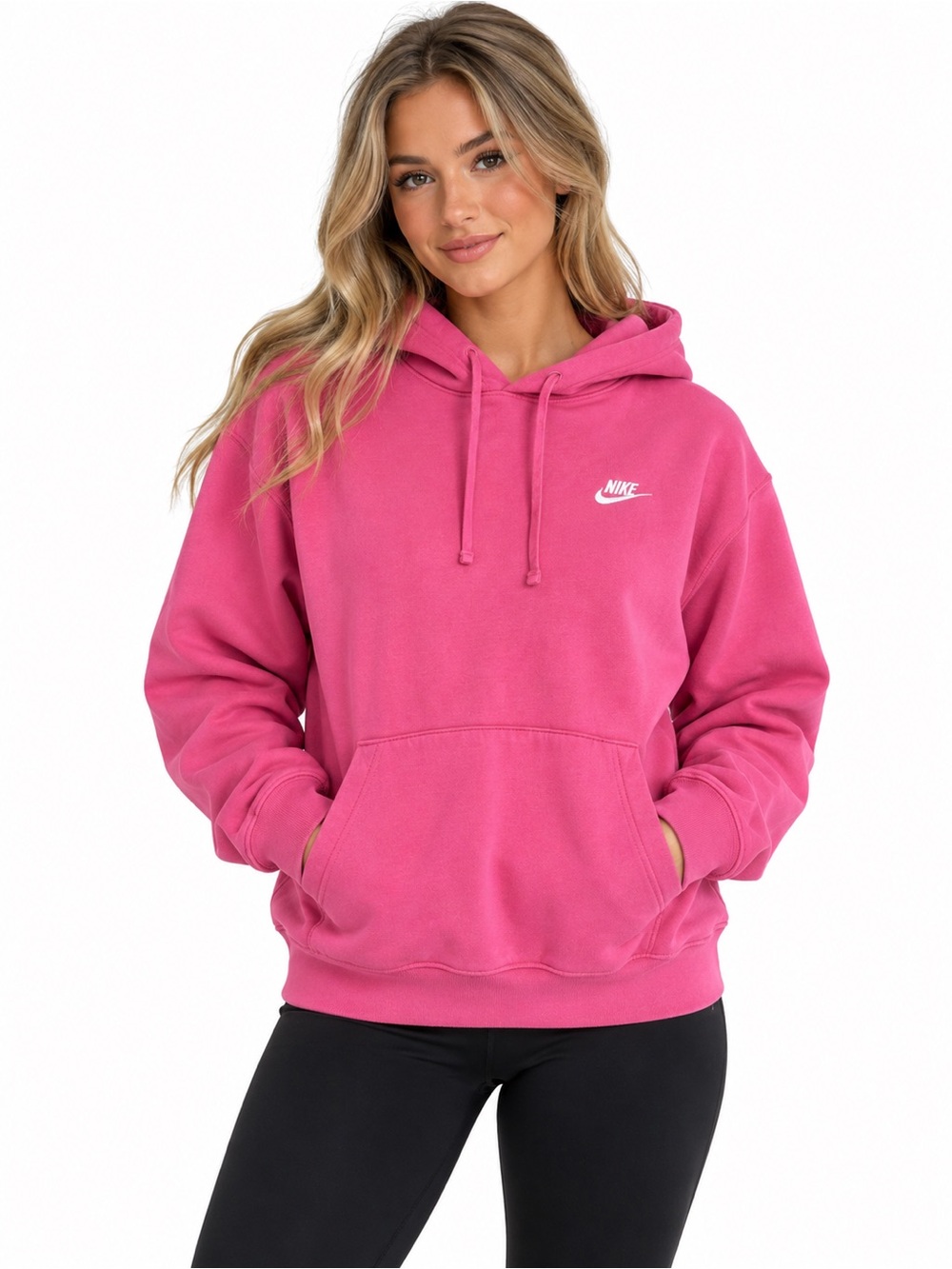 Nike Women's Hooded Sweatshirt in Pink Large